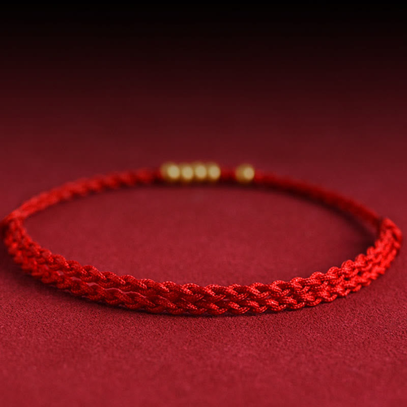 Buddha Stones 999 Gold Beads Luck Braided Protection Couple Bracelet - image 7