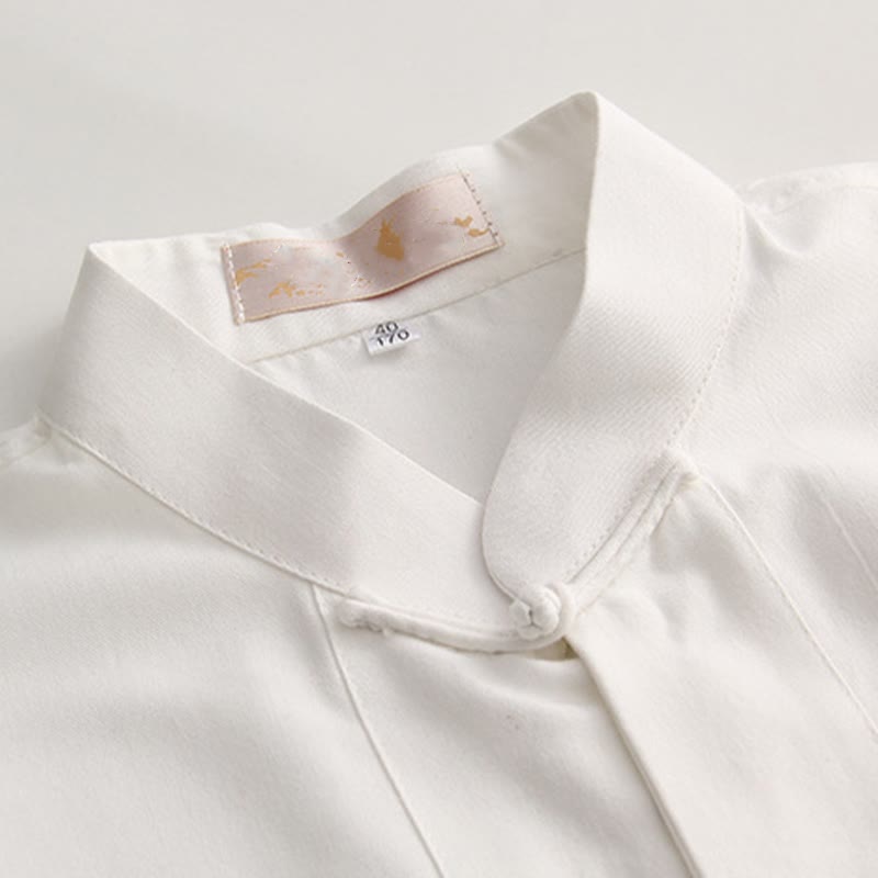 Buddha Stones Chinese Frog-Button Tang Suit Men's Short Sleeve Cotton Shirt With Pockets - image 2