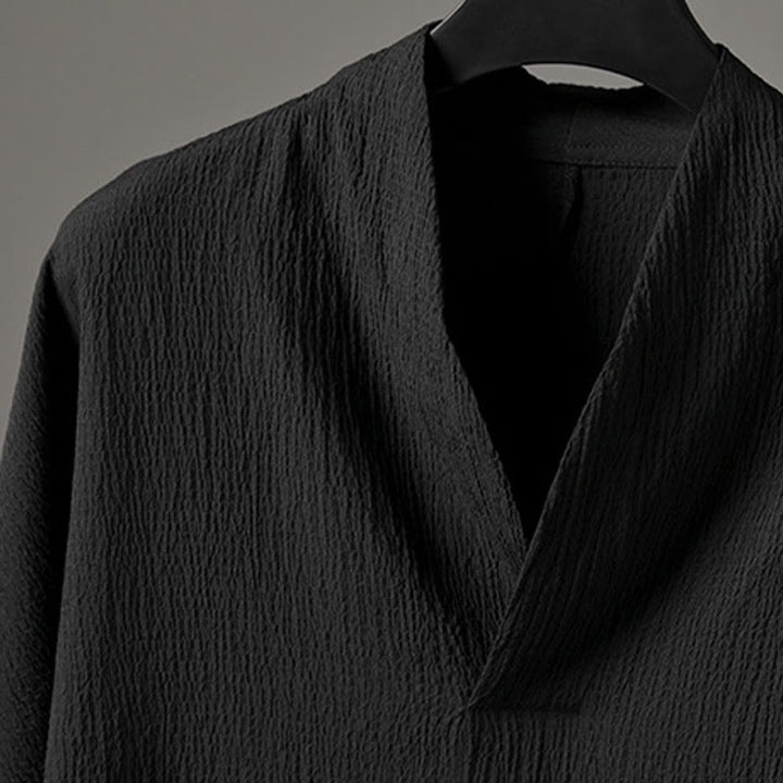 Buddha Stones Casual V-Neck Three Quarter Sleeve Men's Shirt - image 9