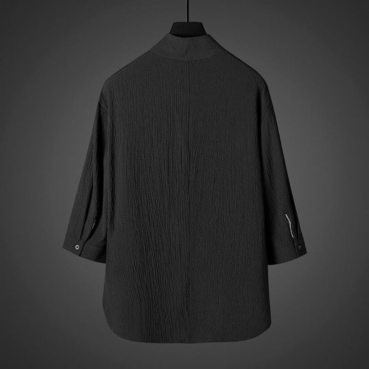 Buddha Stones Casual V-Neck Three Quarter Sleeve Men's Shirt