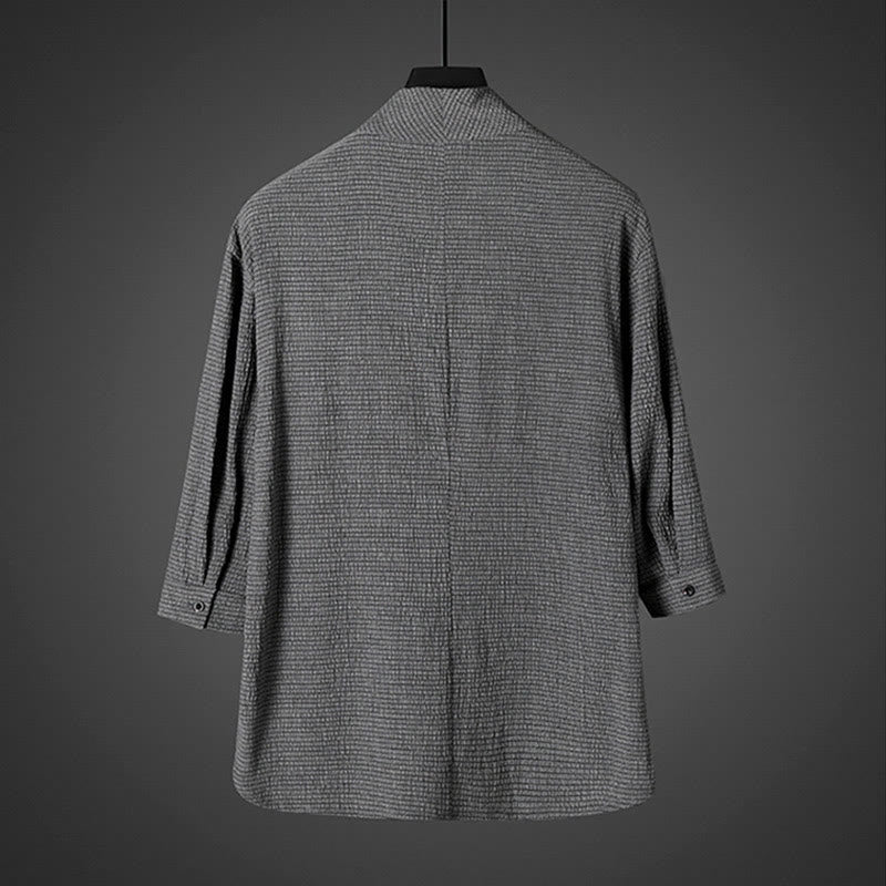 Buddha Stones Casual V-Neck Three Quarter Sleeve Men's Shirt - image 3