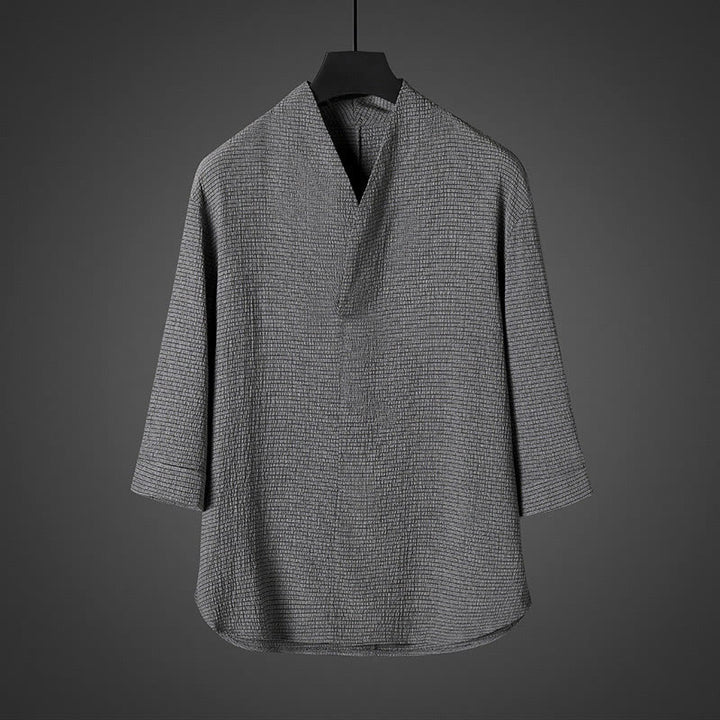Buddha Stones Casual V-Neck Three Quarter Sleeve Men's Shirt