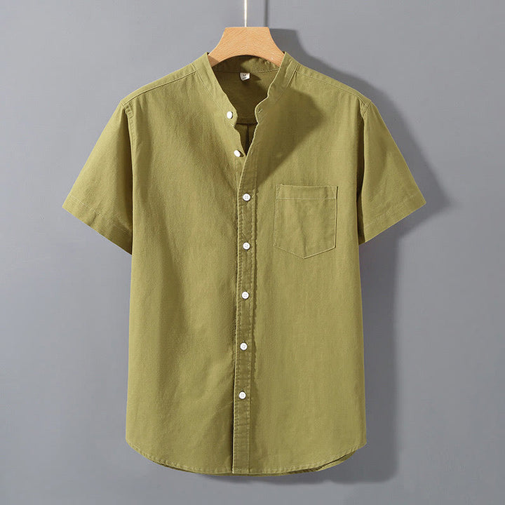 Buddha Stones Summer Men's Short Sleeve Button Down Cotton Linen Shirt - YellowGreen - US/UK/AU42，EU52 (3XL)  - image 17