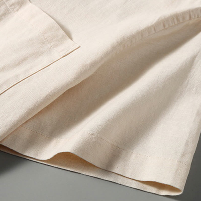 Buddha Stones Summer Men's Short Sleeve Button Down Cotton Linen Shirt - image 11