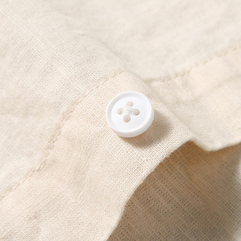 Buddha Stones Summer Men's Short Sleeve Button Down Cotton Linen Shirt - image 9