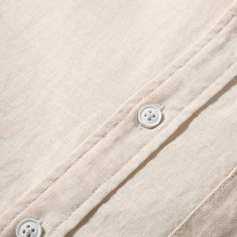Buddha Stones Summer Men's Short Sleeve Button Down Cotton Linen Shirt - image 12
