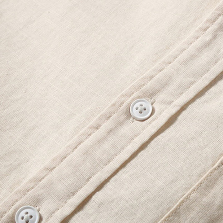 Buddha Stones Summer Men's Short Sleeve Button Down Cotton Linen Shirt - image 12