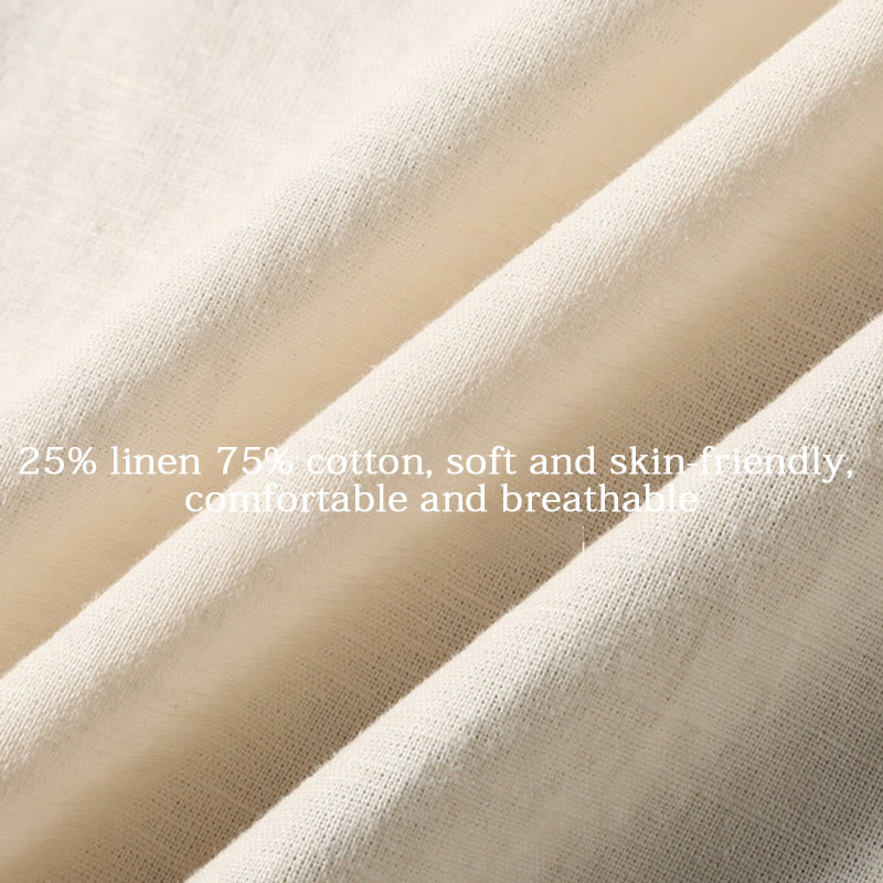 Buddha Stones Summer Men's Short Sleeve Button Down Cotton Linen Shirt - image 15