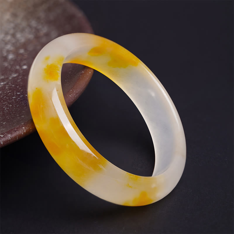 Buddha Stones Yellow Chalcedony Harmony Positivity Bracelet Bangle - 64mm - image 1