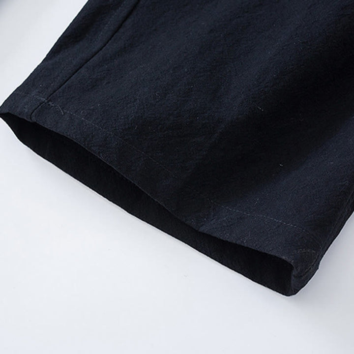 Buddha Stones Traditional Frog-Button Tang Suit Cotton Half Sleeve Top Pants Clothing Men's Set - image 12