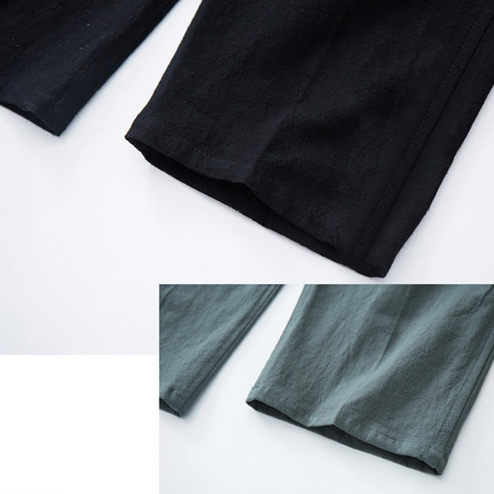 Buddha Stones Men's Solid Color Cotton Linen Casual Drawstring Pants With Pockets - image 9