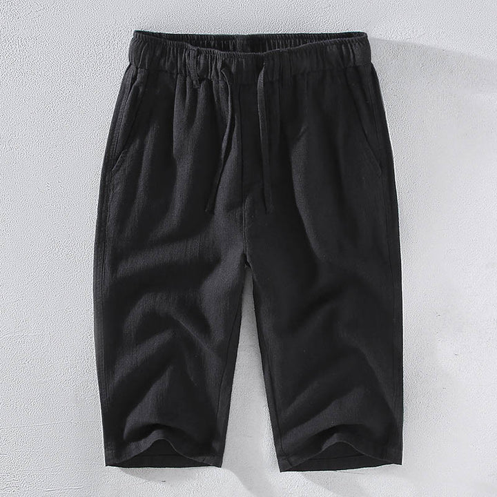 Buddha Stones Men's Solid Color Ramie Linen Drawstring Cropped Pants With Pockets - Black - US/UK/AU42，EU52 (3XL)  - image 11
