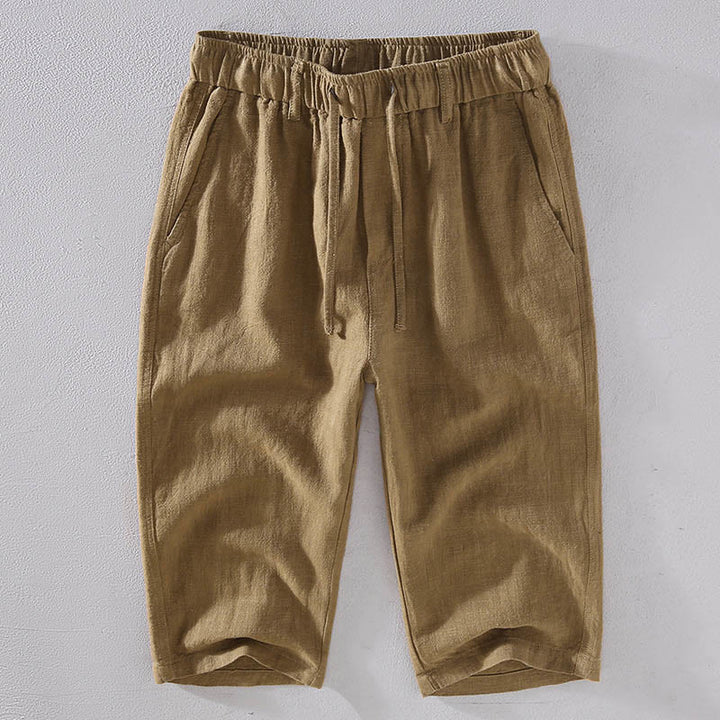 Buddha Stones Men's Solid Color Ramie Linen Drawstring Cropped Pants With Pockets - BurlyWood - US/UK/AU42，EU52 (3XL)  - image 13
