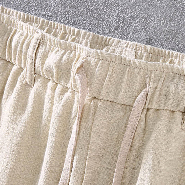 Buddha Stones Men's Solid Color Ramie Linen Drawstring Cropped Pants With Pockets - image 2