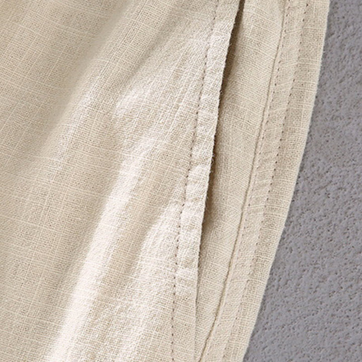 Buddha Stones Men's Solid Color Ramie Linen Drawstring Cropped Pants With Pockets - image 4