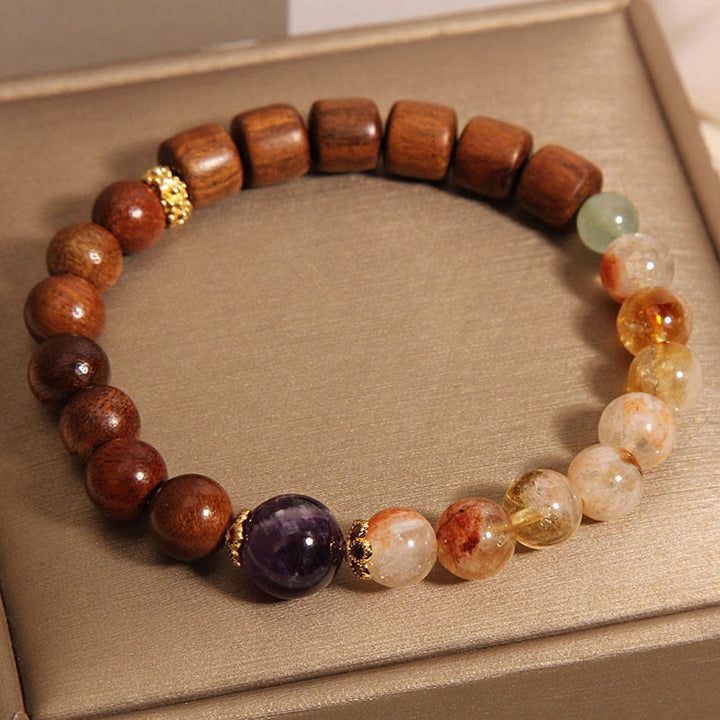 Buddha Stones Sandalwood Rosewood Citrine Protection Bracelet