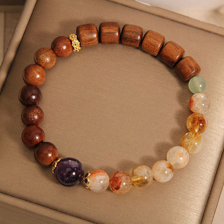 Buddha Stones Sandalwood Rosewood Citrine Protection Bracelet