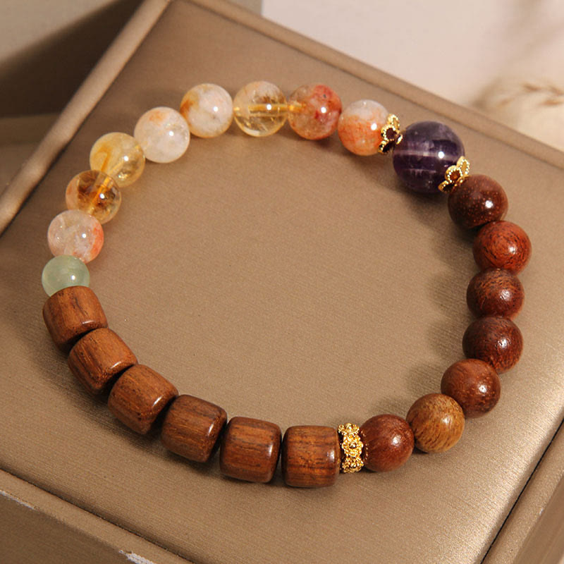 Buddha Stones Sandalwood Rosewood Citrine Protection Bracelet