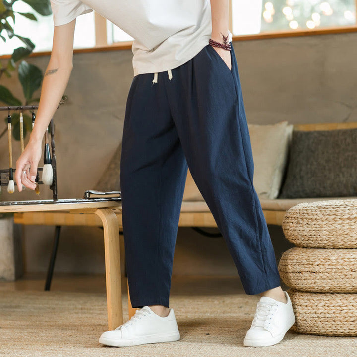 Buddha Stones Summer Men's Cotton Pants With Pockets - SteelBlue - US/UK/AU46，EU56 (5XL)  - image 14
