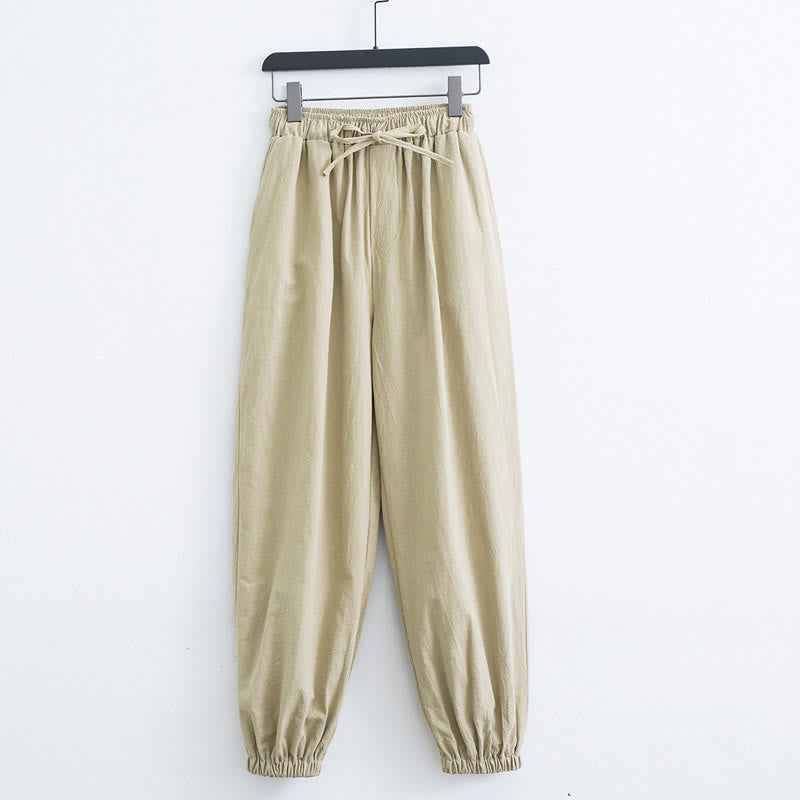 Buddha Stones Solid Color Cotton Linen Casual Men's Harem Pants With Pockets - Wheat - US/UK/AU44，EU54 (4XL) - image 8