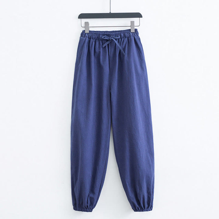 Buddha Stones Solid Color Cotton Linen Casual Men's Harem Pants With Pockets - SteelBlue - US/UK/AU44，EU54 (4XL) - image 9