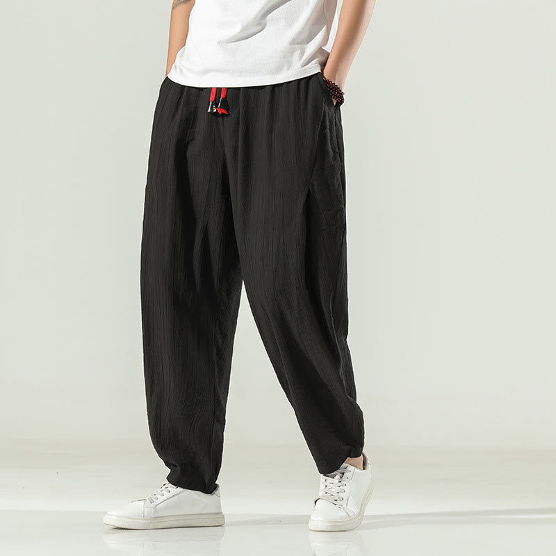 Buddha Stones Cotton Men's Drawstring Harem Pants With Pockets - Black - US/UK/AU46，EU56 (5XL) - image 16