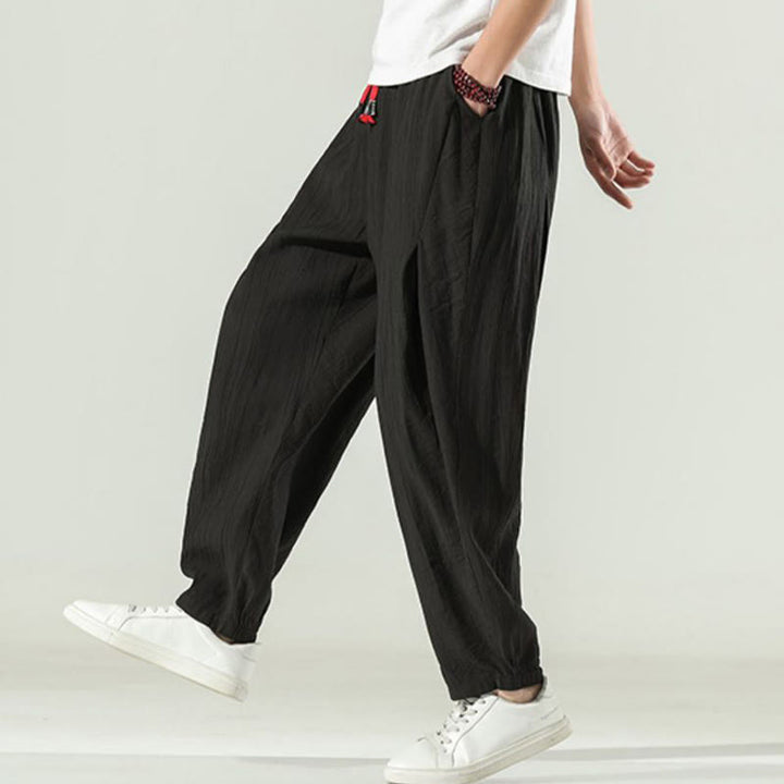 Buddha Stones Cotton Men's Drawstring Harem Pants With Pockets - image 21