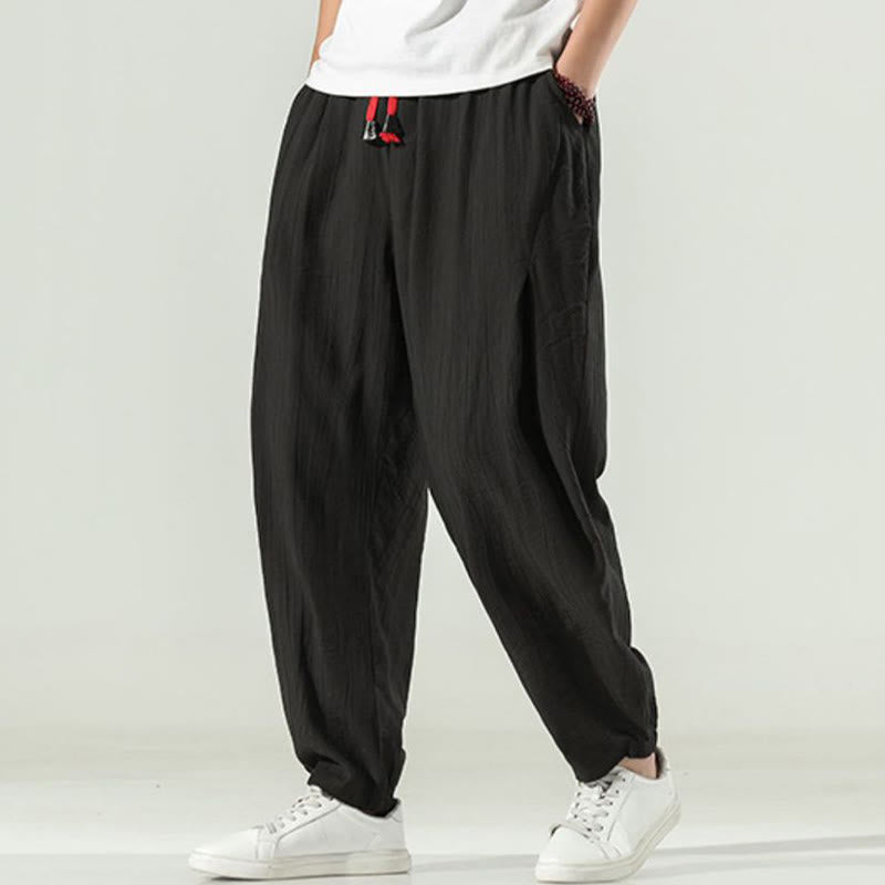 Buddha Stones Cotton Men's Drawstring Harem Pants With Pockets - image 20