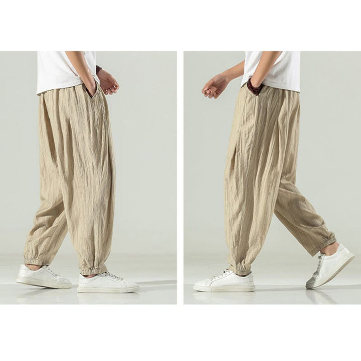 Buddha Stones Cotton Men's Drawstring Harem Pants With Pockets - image 7