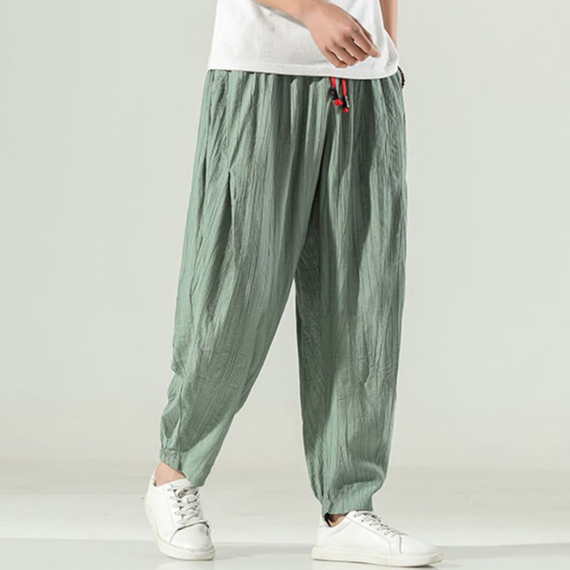 Buddha Stones Cotton Men's Drawstring Harem Pants With Pockets - image 11
