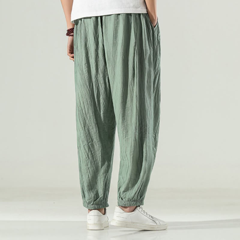 Buddha Stones Cotton Men's Drawstring Harem Pants With Pockets - image 10