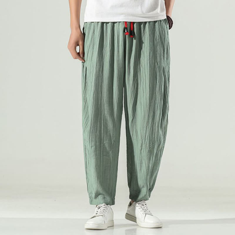 Buddha Stones Cotton Men's Drawstring Harem Pants With Pockets - image 10
