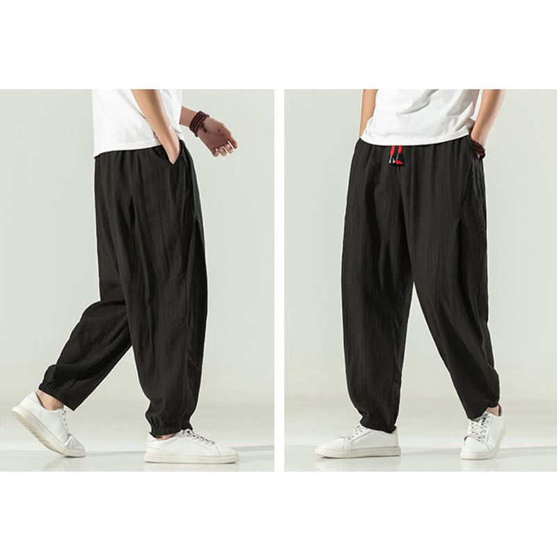Buddha Stones Cotton Men's Drawstring Harem Pants With Pockets - image 27