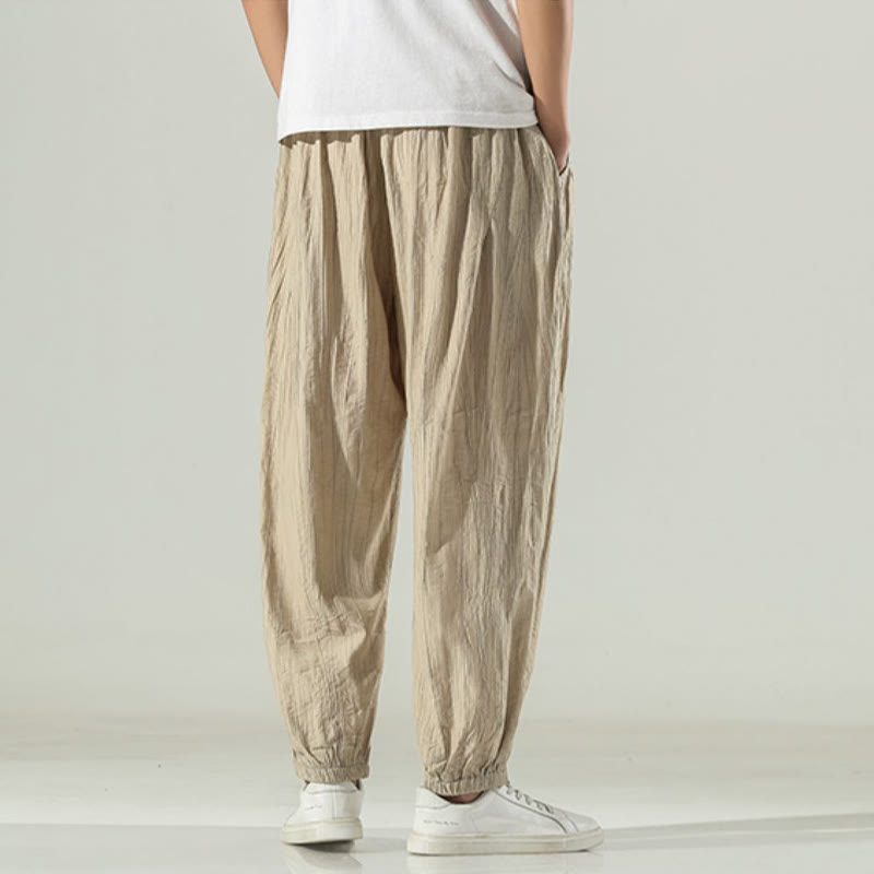 Buddha Stones Cotton Men's Drawstring Harem Pants With Pockets - image 3