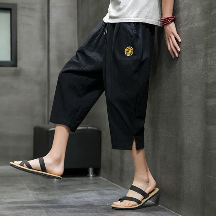 Buddha Stones Summer Men's Drawstring Cropped Pants With Pockets - image 15