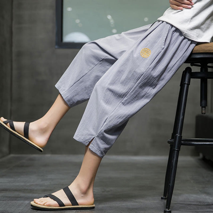 Buddha Stones Summer Men's Drawstring Cropped Pants With Pockets - image 24