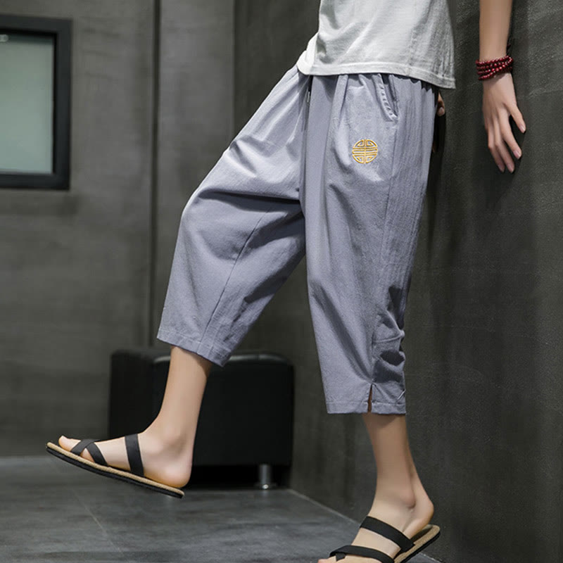 Buddha Stones Summer Men's Drawstring Cropped Pants With Pockets - image 23