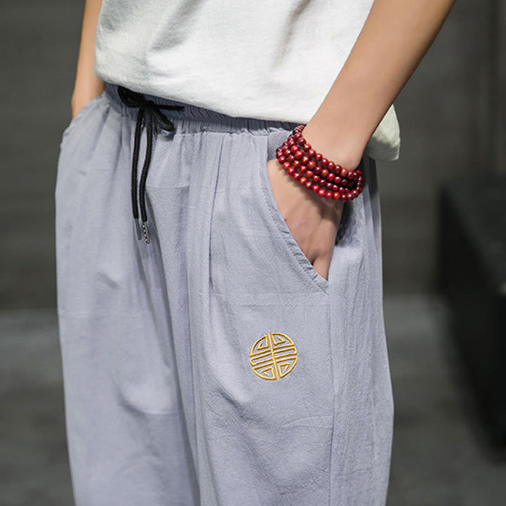 Buddha Stones Summer Men's Drawstring Cropped Pants With Pockets - image 25