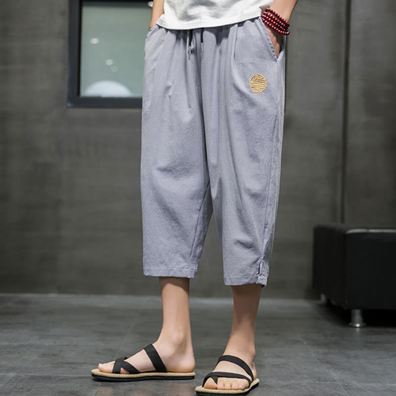Buddha Stones Summer Men's Drawstring Cropped Pants With Pockets - image 21