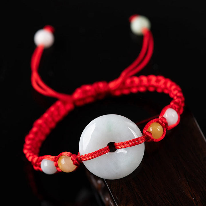 Buddha Stones Jade Peace Buckle Luck Red String Bracelet