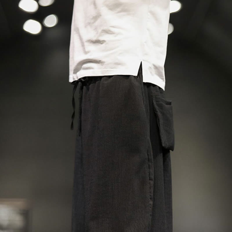 Buddha Stones Summer Solid Men's Cotton Linen Cropped Pants With Pockets - image 33
