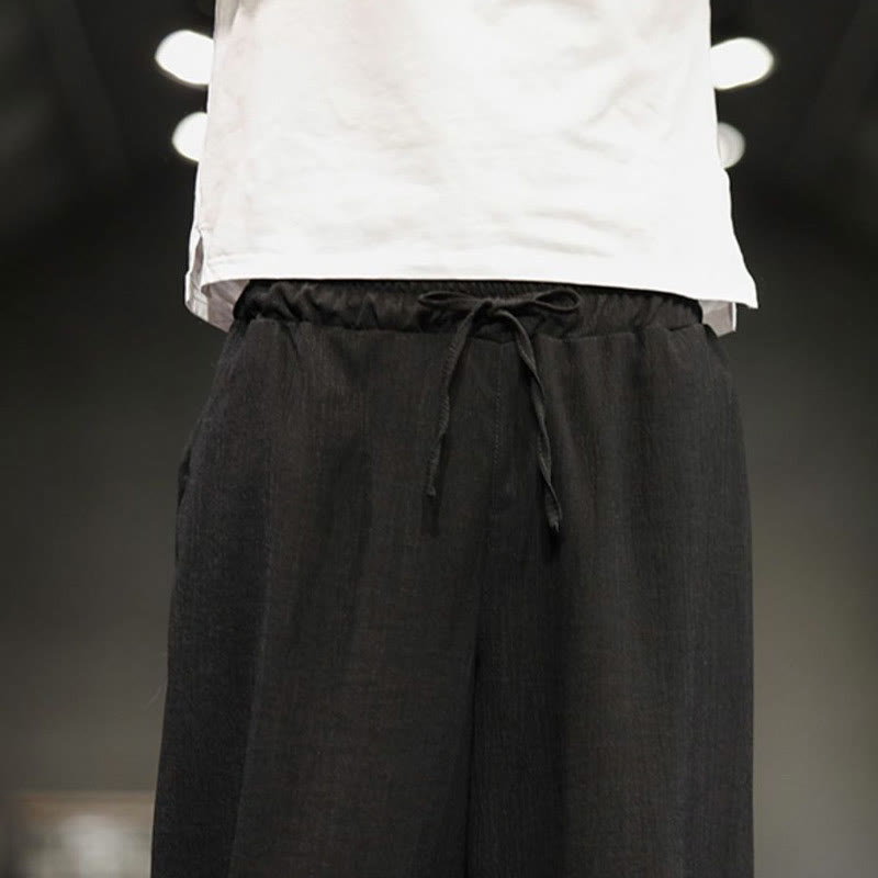 Buddha Stones Summer Solid Men's Cotton Linen Cropped Pants With Pockets - image 34