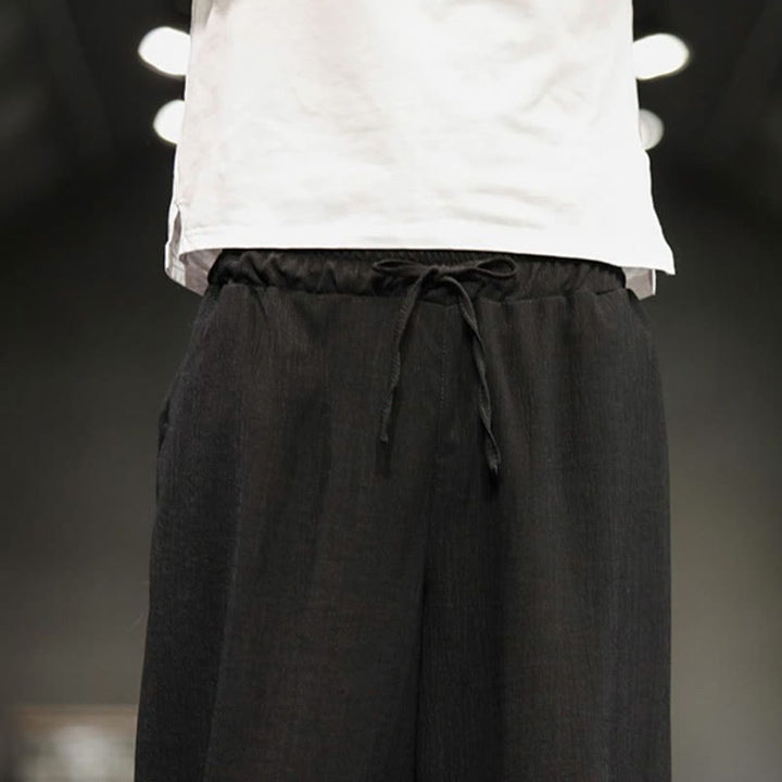 Buddha Stones Summer Solid Men's Cotton Linen Cropped Pants With Pockets - image 34