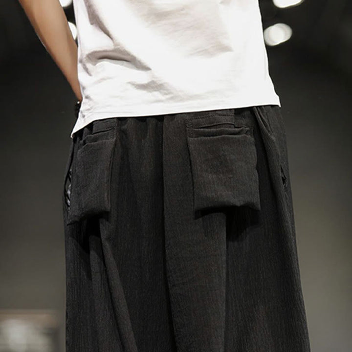 Buddha Stones Summer Solid Men's Cotton Linen Cropped Pants With Pockets - image 34