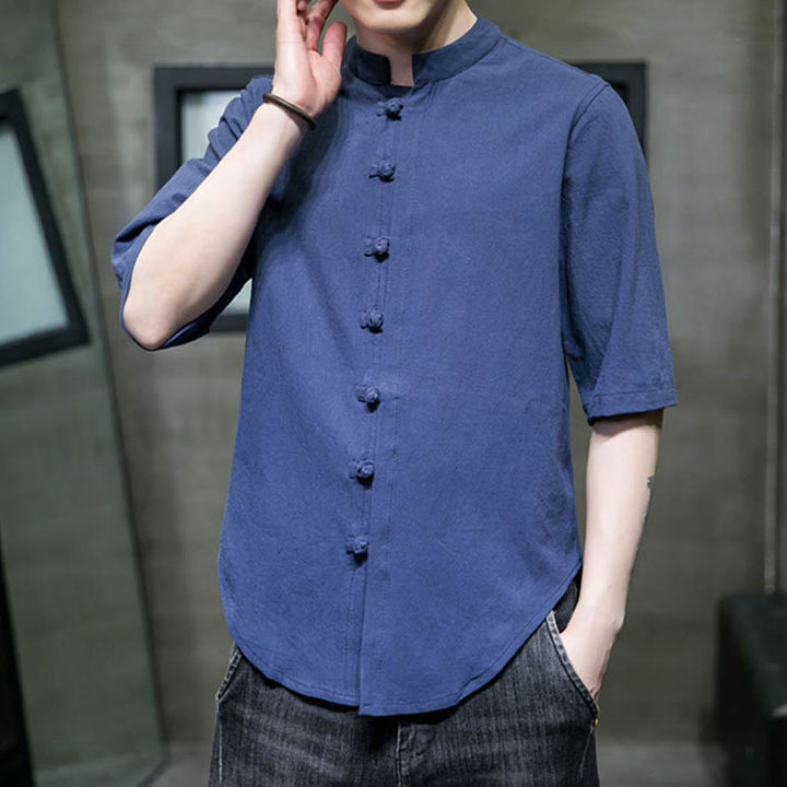 Buddha Stones Plain Color Men's Half Sleeve Cotton Shirt - image 26