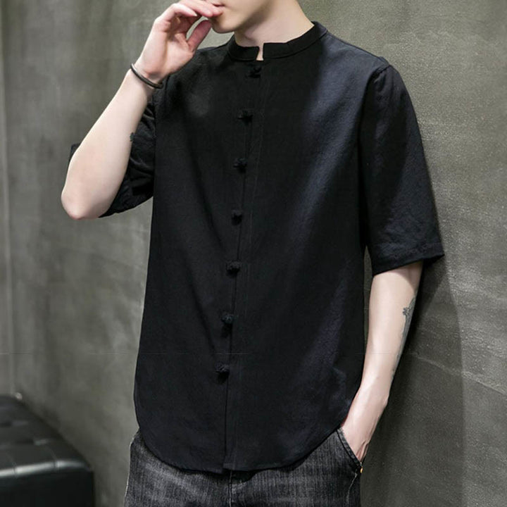 Buddha Stones Plain Color Men's Half Sleeve Cotton Shirt - image 22