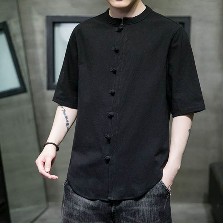 Buddha Stones Plain Color Men's Half Sleeve Cotton Shirt - image 18