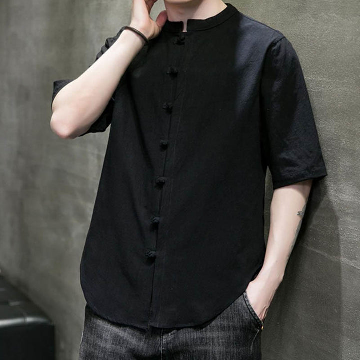 Buddha Stones Plain Color Men's Half Sleeve Cotton Shirt - image 20