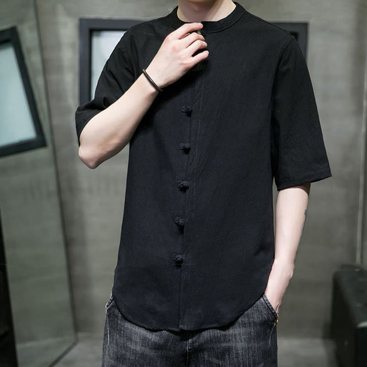 Buddha Stones Plain Color Men's Half Sleeve Cotton Shirt - image 21