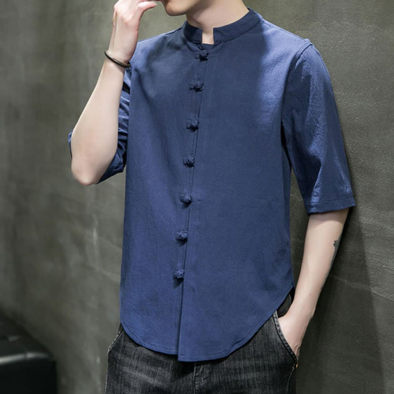 Buddha Stones Plain Color Men's Half Sleeve Cotton Shirt - image 24